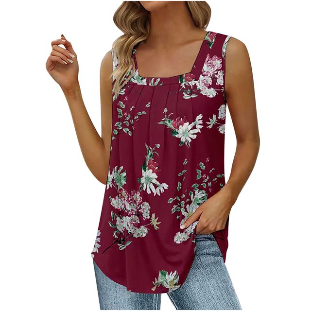 Birdeem T-Shirt Ample Confortable Sans Manches à Col en V Imprimé pour Femmes, Blouse Décontractée, Hauts