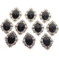 thumbnail image 1 of Diamante Rhinestone Beads Flat Back Button Scrapbook Sewing Craft Black 30x25mm, 1 of 7