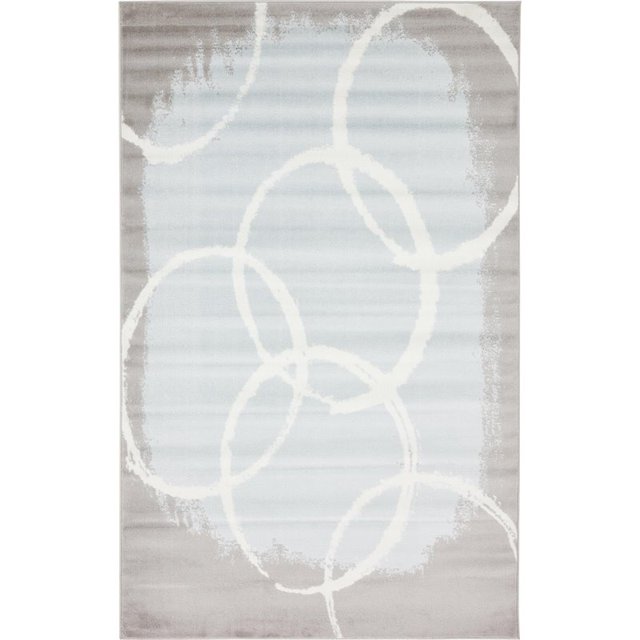 Unique Loom Metro Abstract Circles Rug 5' x 8' Rectangle Light Blue/Light Gray