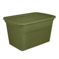thumbnail image 1 of Sterilite 114 Liter Tote, Large Plastic Storage Bin with Snap-on Lid, Stackable, Green, 1 of 6