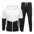 thumbnail image 1 of cllios Color Block Tracksuits for Men Big and Tall Long Sleeve Hoodies and Drawstring Sweatpants Sets Hooded Jackets Sports Matching Suits Mens 2 Piece Outfits, 1 of 8