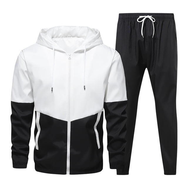 cllios Color Block Tracksuits for Men Big and Tall Long Sleeve Hoodies and Drawstring Sweatpants Sets Hooded Jackets Sports Matching Suits Mens 2 Piece Outfits
