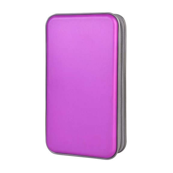 CD Case,alavisxf xx 96 Capacity Hard Plastic CD Holder Protective DVD Disc Storage Case Holder Portable Zipper CD DVD Organizer Storage Wallet for Car Home Travel (96 Capacity, purple)