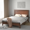 thumbnail image 2 of Gymax Full Size Bed Frame Platform Slat High Headboard Bedroom Rubber Wood Leg Walnut, 2 of 10