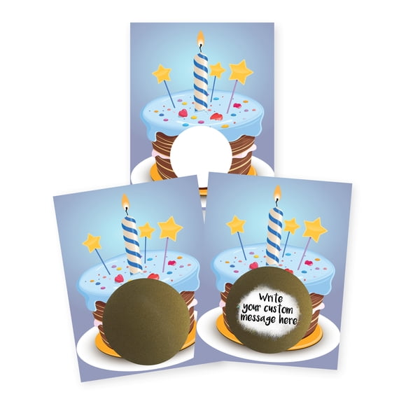 My Scratch Offs Blue Birthday Cake Make Your Own DIY Scratch Off Game 20 Pack 3x4 Note Cards & Stickers Teacher Rewards Party Gift Favors