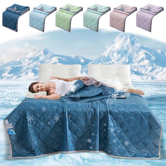 Bowayaoa Double Bedding Quilt Set, All Season Soft Microfiber Twin Comforter, Diamond Stitched Breathable Lightweight Cooling Blanket, Navy Purple Mint Green