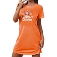 thumbnail image 1 of Sakmal Robe de Nuit Orange Moomoo pour Femmes, Confortable, Grande Taille, Ultra Douce, Robe de Pyjama de Noël, Imprimé Joyeux Noël, Col Rond, Manches Courtes, Courtes Robes de Nuit, P-2TG, 1 of 4