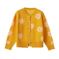thumbnail image 4 of Pxiakgy Cardigan Décontracté pour Femmes à Manches Longues, Col Rond, à Boutons, Imprimé Petite Marguerite, Chandail Tricoté, Cardigan Jaune + L, 4 of 4
