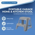 thumbnail image 3 of Gracious Living 16" Plastic 2 Step Portable Garage Home & Kitchen Stool, Gray, 3 of 10