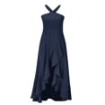 thumbnail image 4 of Robes de Cocktail Formelles pour Femmes Été Ourlet à Volants Invitée de Mariage Robes de Soirée Col Croisé Licou Asymétrique Robe de Fête Bleu Marine, TG, 4 of 7