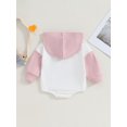 thumbnail image 4 of Faithtur Baby Hooded Rompers Infant Contrast Color Loose Fit Bodysuit with Pocket Newborn Jumpsuits for Winter, 4 of 8