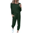 thumbnail image 1 of GZWYHT Sets for Women Long Sleeve Sets for Women Women Solid Color Long Sleeve Loose Long Pants 2 Set Lounge Sets for Women Track Suits for Women Set Green L, 1 of 2