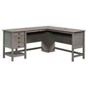Pemberly Row L-shaped Farmhouse Engineered Wood Computer Desk in Mystic Oak
