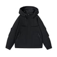 thumbnail image 1 of WRKEKC Men's Heavy-Duty Waterproof Workwear Raincoat Hooded Jacket with Multiple Utility Pockets for All-Weather Outdoor Construction and High-Visibility Work Commute Black XL, 1 of 7