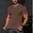 thumbnail image 4 of Styesk T-Shirts pour Homme T-Shirt Décontracté Uni à Texture Verticale à Manches Courtes à Col en V, 4 of 4
