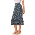 thumbnail image 4 of Unique Bargains Women's Floral Print Elastic Waist Ruffle Hem Midi Skirt, 4 of 8
