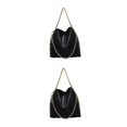 thumbnail image 2 of kurtrusly 1/2/3 Wide Application Convenient And Practical Chain Handbag For Women - Foldable Shoulder Bag Fashion PU Chain Shoulder Bag Black (gold chain) 2PCS, 2 of 6