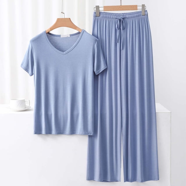 Weiqiqre Ensemble de Pyjama en Satin pour Femmes Pyjamas Rafraîchissants Ensembles d'Été Assortis Manches Courtes Ensemble de Détente Femmes