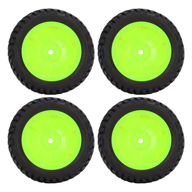 1/10 RC Wheels, RC Rubber Tires Rubber Material With Nuts For 1/10 Flat Sports Car Green