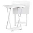 thumbnail image 1 of PJ Wood Solid Wood Folding TV Tray and Snack Tables, White, 2 Piece Set, 1 of 11
