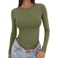thumbnail image 1 of ManxiVoo Chandail Ajusté à Manches Longues à Col Rond pour Femme, Vêtement de Base pour l'Extérieur, Haut de Sport, Confort Extensible, Coupe Flexible, Taille g, Vert, 1 of 6