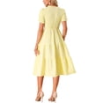 thumbnail image 3 of INSPIRE CHIC Women's Gingham Dress Summer Ruffle Trim V Neck Button Decor Flowy Midi Dresses S Yellow, 3 of 6