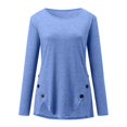 thumbnail image 4 of Womens Casual Long Sleeve Tunic Shirts  Neck Button Side Blouses Tops, 4 of 6