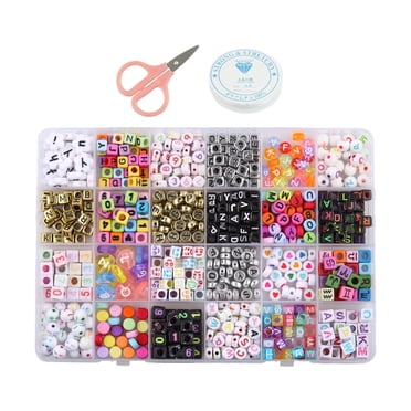 Lots Perles Artisanales Bijoux Bracelets Fabrication Lettre Numéro Breloque de Perle avec 0,8 mm 7 m