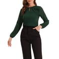 thumbnail image 1 of INSPIRE CHIC Blouse Élégante pour Femme de Bureau Travail à Manches Longues à Encolure Goutte d'Eau Haut Vert Armée TG, 1 of 5