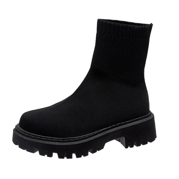 WEAIXIMIUNG Snow Boots Women Wide Width Fashionable Autumn Winter Women Ankle Boots Thick Heel Heel Round Toe Mesh Breathable Comfortable Solid Color On
