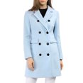 thumbnail image 2 of INSPIRE CHIC Women's Notched Lapel Collar Double Breasted Mid Length Overcoat, 2 of 6