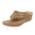 thumbnail image 1 of Women's Platform Wedge Sandals Slip On Comfortable Flip Flops with Arch Support Lightweight Non Slip ClipToe Sandals Brown Size 7.5, 1 of 8