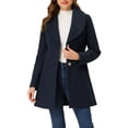 thumbnail image 1 of INSPIRE CHIC Manteau Trench Long pour Femme, Mignon, Col Rabattu, Simple Boutonnage, Ceinturé, L Bleu Foncé, 1 of 6