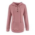 thumbnail image 4 of Womens 2023 Hooded Snap Button Collar Drawstring Hoodies Pullover Sweatshirts Fall Long Sleeve Tops Shirts with Pocket Plus Size Oversized Sweatshirts For Women Halloween, 4 of 5
