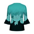 thumbnail image 5 of T-Shirt à Manches Courtes à Imprimé Floral pour Femmes Bleu L, 5 of 5