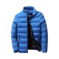 thumbnail image 1 of Innerwin Down Coats Color Block Men Winter Warm Jacket Work Stand Collar Business Coat Blue 3XL, 1 of 2