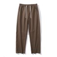 thumbnail image 2 of Mens Casual Fashion Solid Straight Leg Pants Drawstring Elastic Waist Pants RXIRUCGD Marron, Taille: TG, 2 of 4