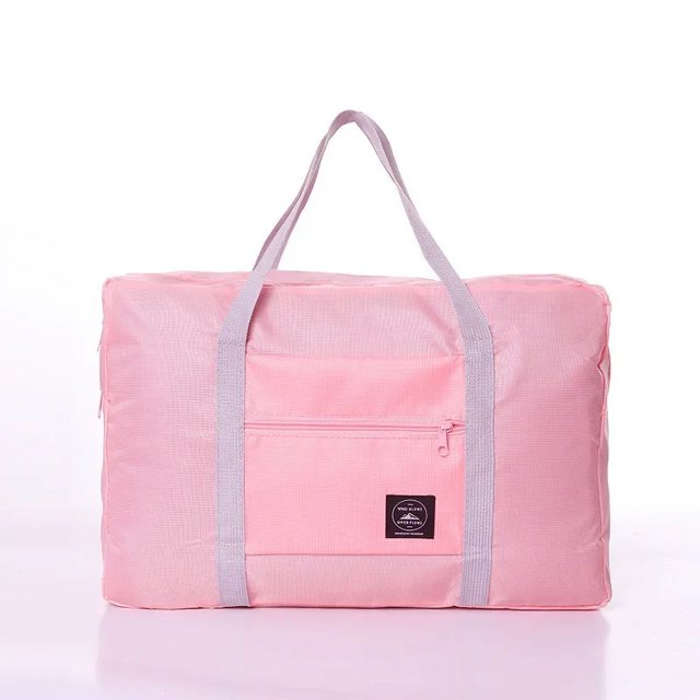 Sac de Rangement pour Vêtements Portable à Grande Capacité, Sac de Voyage Multifonction, Sac Pliable pour Embarquement, Peut s'Installer sur une Valise à Roulettes, Rose