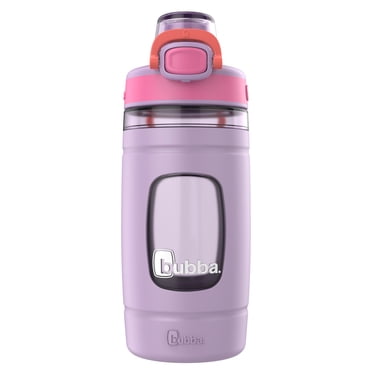 bubba Kids Flo Water Bottle, 16 oz (473 ml), Wide Mouth, Silicone Sleeve, Push Button Lid, Lavender/Frost