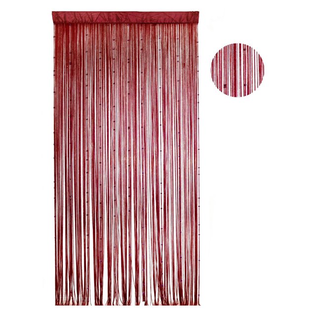 Gouchee Panneau à Poche pour Tringle en Rouge avec Perles Décoratives, avec un Entête de Poche pour Tringle de 4 Pouces et des Brins de Franges 100 % polyester, Chaque Rideau Mesurant 40 Pouces de Large par 96 Pouces de long, Idéal comme Séparateur de Pièce, Couvre-Fenêtre Ou Habillage de Porte de patio.