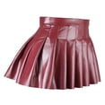 thumbnail image 4 of Jupe Plissée en Cuir Taille Haute Mini Club Halloween Noël, 4 of 5