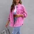 thumbnail image 3 of SHIXIAOO Women's Ripped Oversized Denim Jacket Casual Long Boyfriend Distressed Denim Jacket Womens Jackets Fall Casual Button down Button Jean Womens Summer Jackets Denim Jacket Lightweight Fringe, 3 of 8
