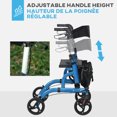 thumbnail image 4 of HOMCOM Rollator Walker w/ 8'' Wheels Adjustable Handle Seat Blue, 4 of 10