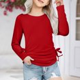 thumbnail image 2 of Plebaso Chemises à Manches Longues pour Filles avec Cordon de Serrage Col Rond Blouses Décontractées Mode Tunique pour Enfants Filles, 2 of 7