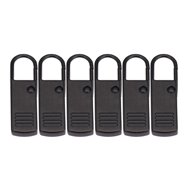 6Pcs Metal Detachable Zipper Tags Repair Pull Tabs for Clothing Black L