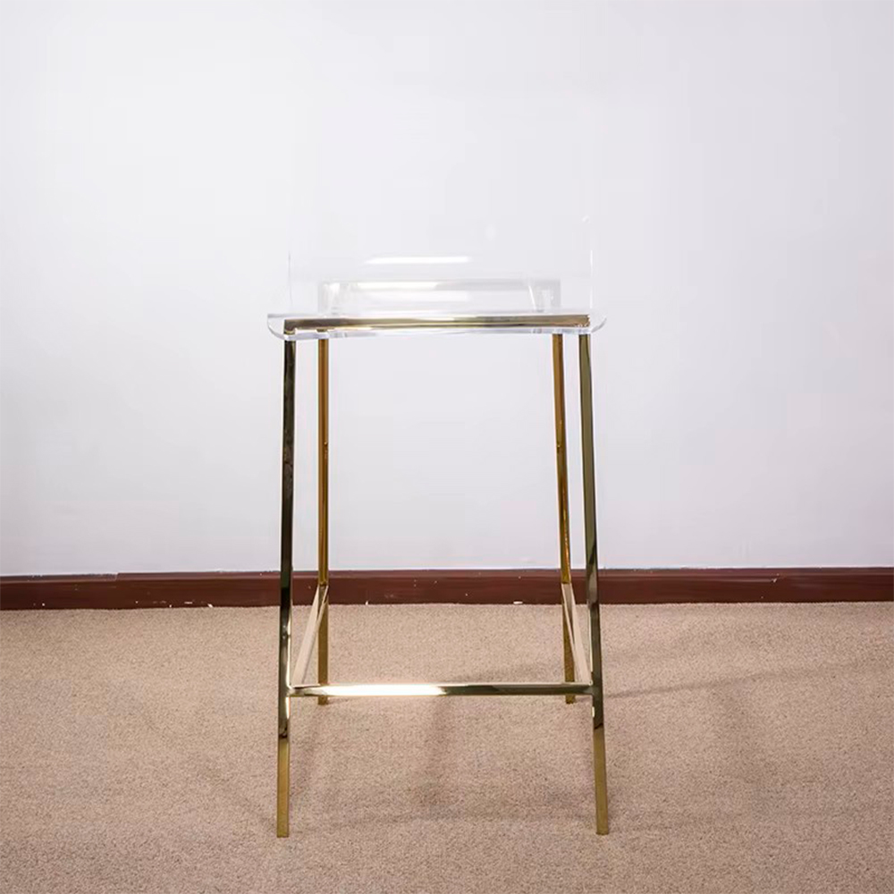 Lot de 3 tabourets de comptoir en acrylique transparent et doré – Heavenly Collection | Idéal pour îlot de cuisine ou salle à manger