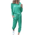 thumbnail image 1 of Mrat Womens 2 Piece Set 2 Piece Jogging Sets Solid Polyester Long Sleeve Sweatsuits Sets Two Piece Track Suits Drawstring High Waist Pants Set Comfy Outfits N-Multicolor 3XL, 1 of 5