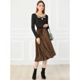 thumbnail image 3 of INSPIRE CHIC Jupe Midi Évasée Plissée en Velours à Taille Haute Élastique pour Femme, 3 of 6