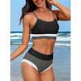 thumbnail image 3 of Ensembles de Bikini à Encolure Dégagée pour Femmes, Bretelles Ajustables, Maillot de Bain Taille Haute Deux Pièces, 3 of 7