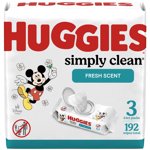 Huggies Simply Clean Essuie-bébé fraîchement parfumée 3 Boîte de rangement (192 Nombre total d'enfants